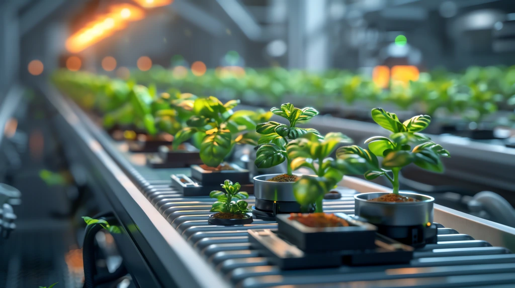3d plant assemble from different parts on conveyor line in a factory desktop wallpaper 4k