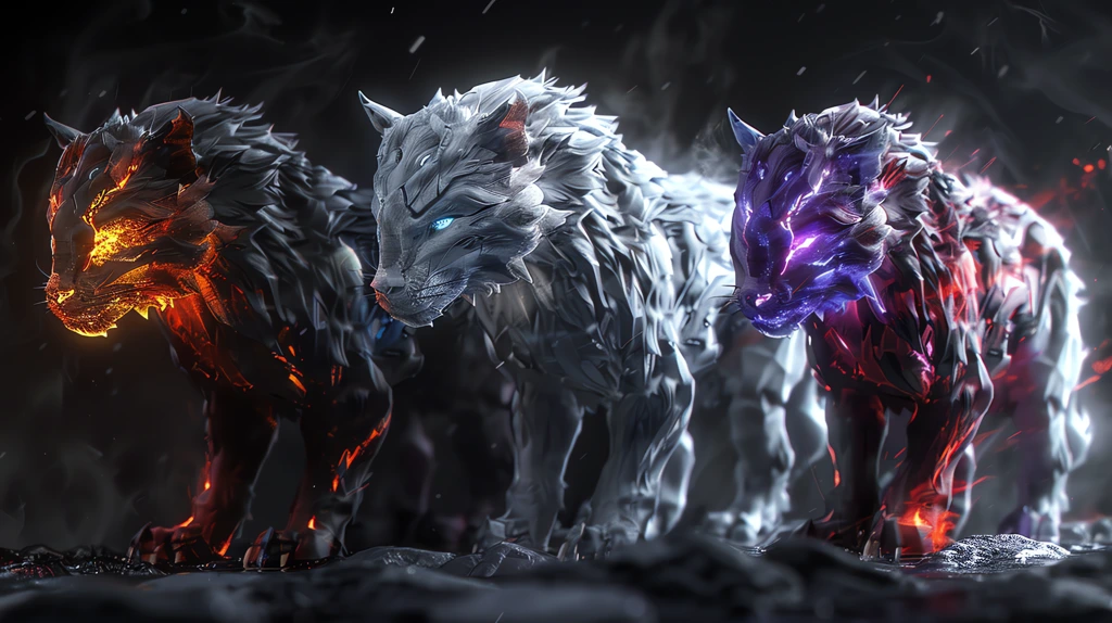 3d-rendered team of four different animals representing the different forms of phosphorus desktop wallpaper 4k