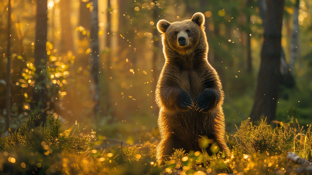 a bear standing on its hind legs fur sunlight desktop wallpaper 4k