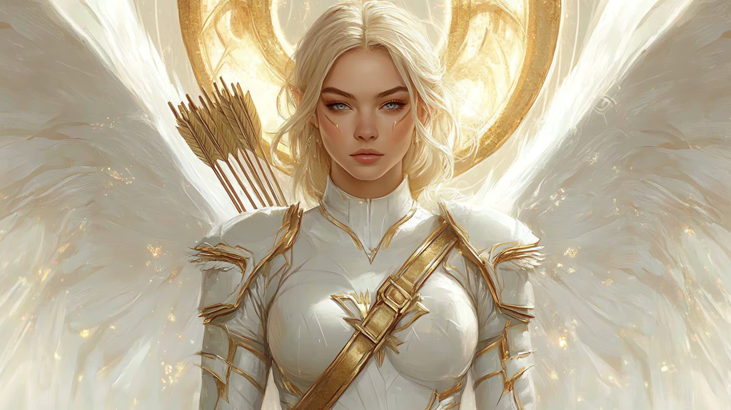 a beautiful blonde goddess in white armor version two desktop wallpaper 4k