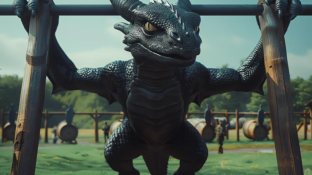 a black teenage dragon swings on the horizontal bar desktop wallpaper 4k