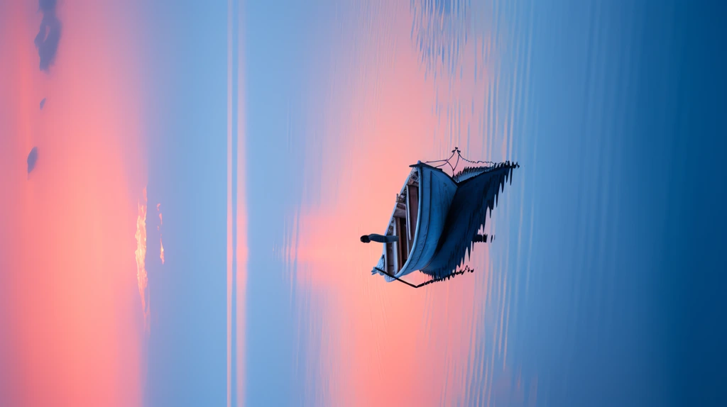 a boat sitting on the water at sunset phone wallpaper 4k