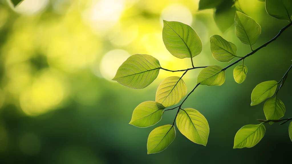 a branch with leaves in sharp focus desktop wallpaper 4k