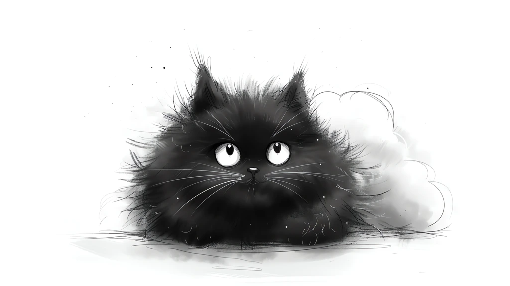 a cat in the shape of a cloud drawn in black desktop wallpaper 4k