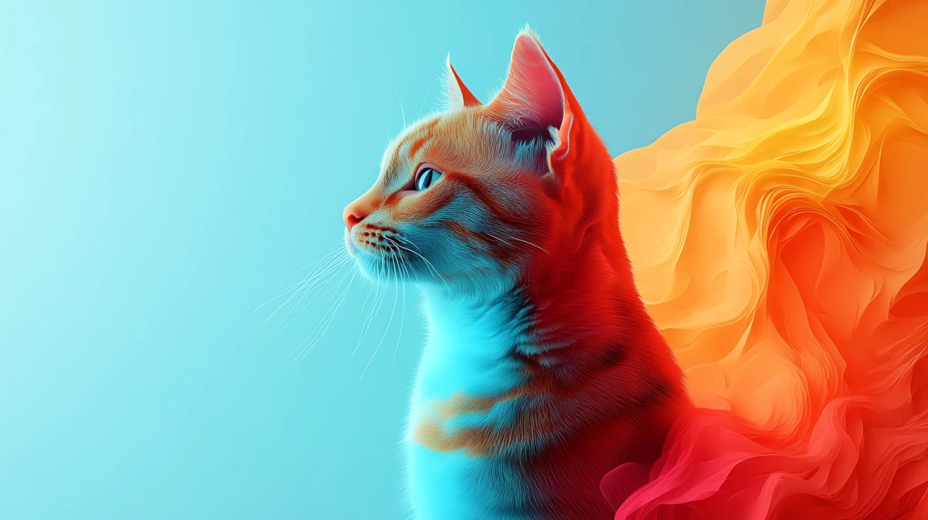 a cat minimalistic colorful organic forms version one desktop wallpaper 4k