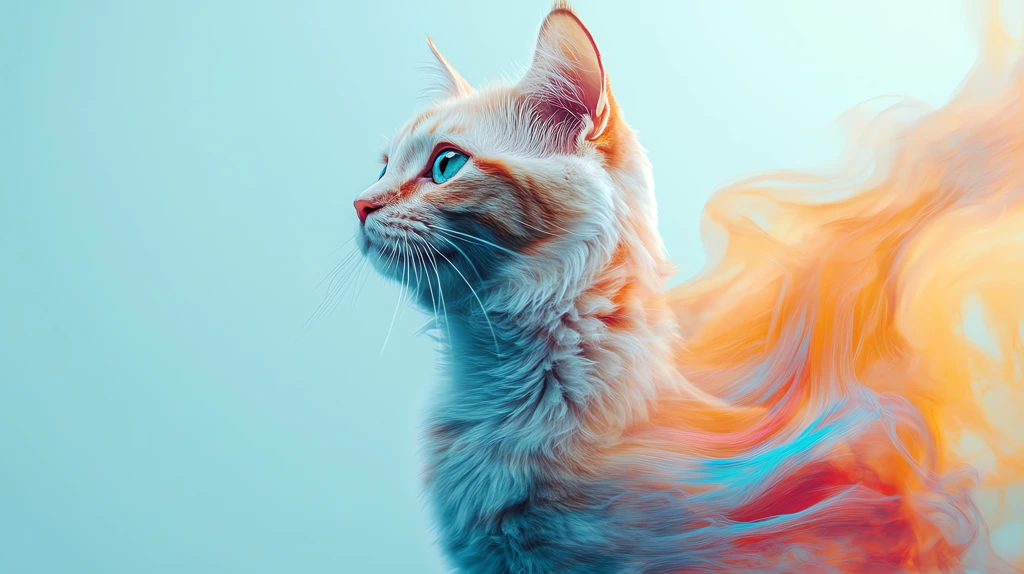 a cat minimalistic colorful organic forms version two desktop wallpaper 4k