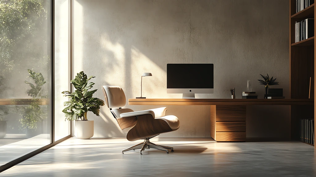 a cool working room representing the new and upcoming furniture designer desktop wallpaper 4k