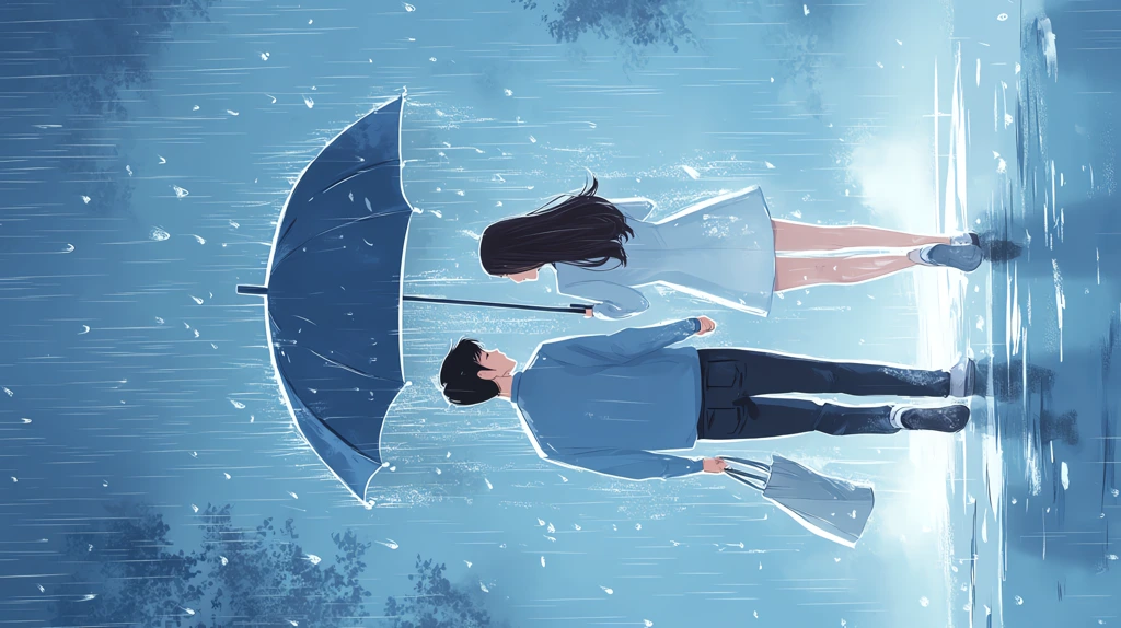 a couple walking in the rain with an umbrella phone wallpaper 4k