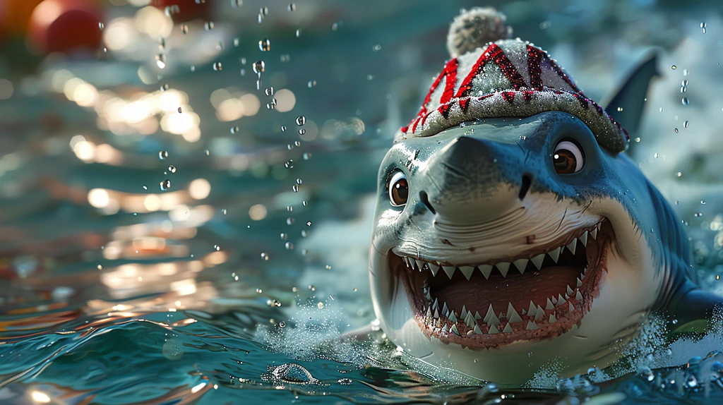 a cute chubby great white shark with quirky desktop wallpaper 4k