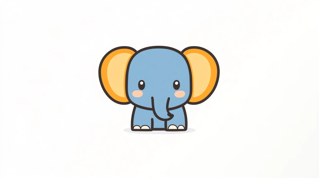 a cute little blue elephant head on a white desktop wallpaper 4k