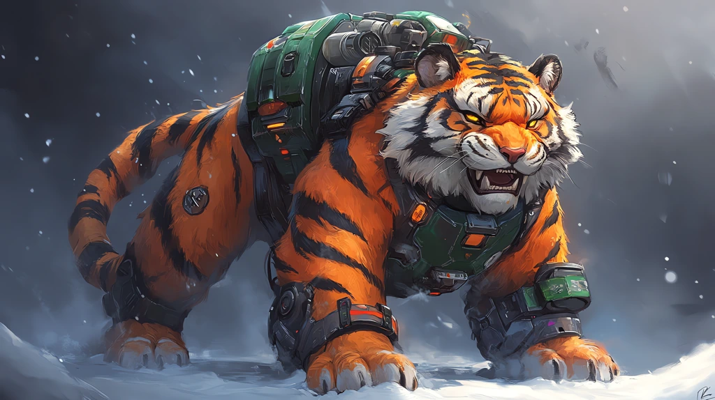 a cute little tiger wearing orange and green version two desktop wallpaper 4k