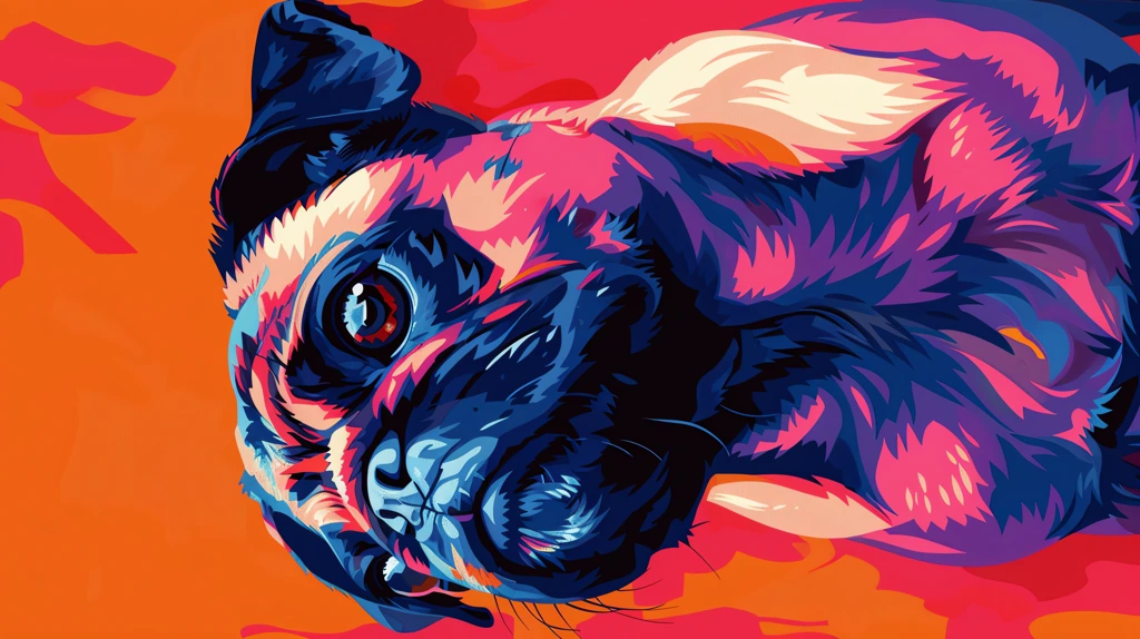 a cute pug face in the style phone wallpaper 4k