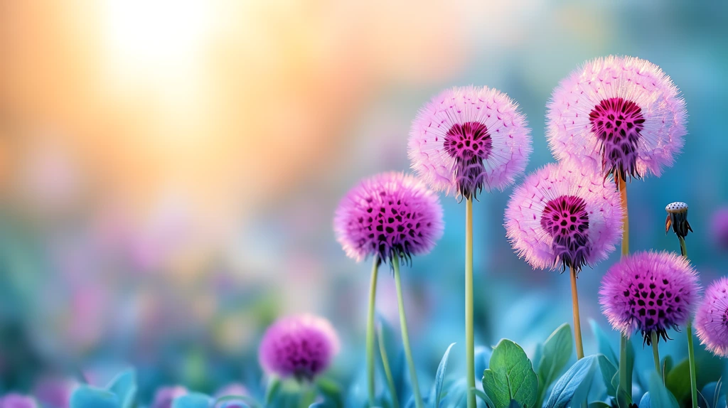 a dandelion with its delicate seeds dispersing backlit by the soft golden glow of the setting sun desktop wallpaper 4k