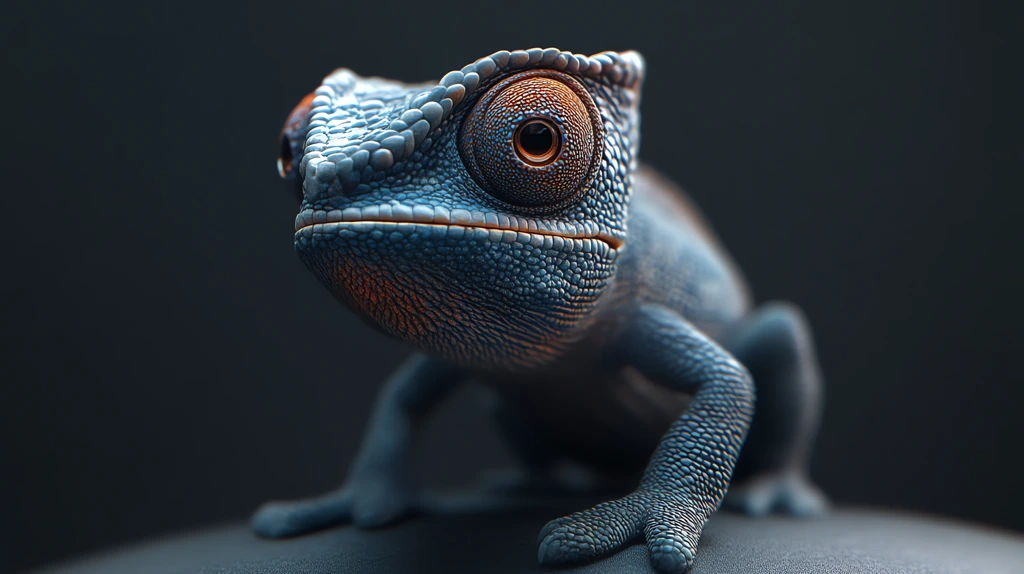 a dark cyan chameleon with subtle colorful accents version three desktop wallpaper 4k