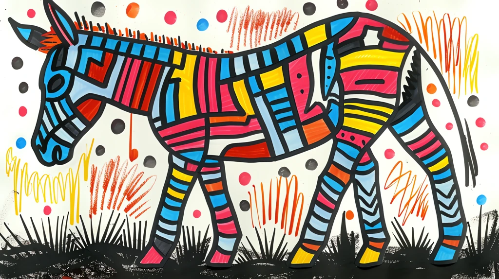 a donkey in the style of keith haring desktop wallpaper 4k