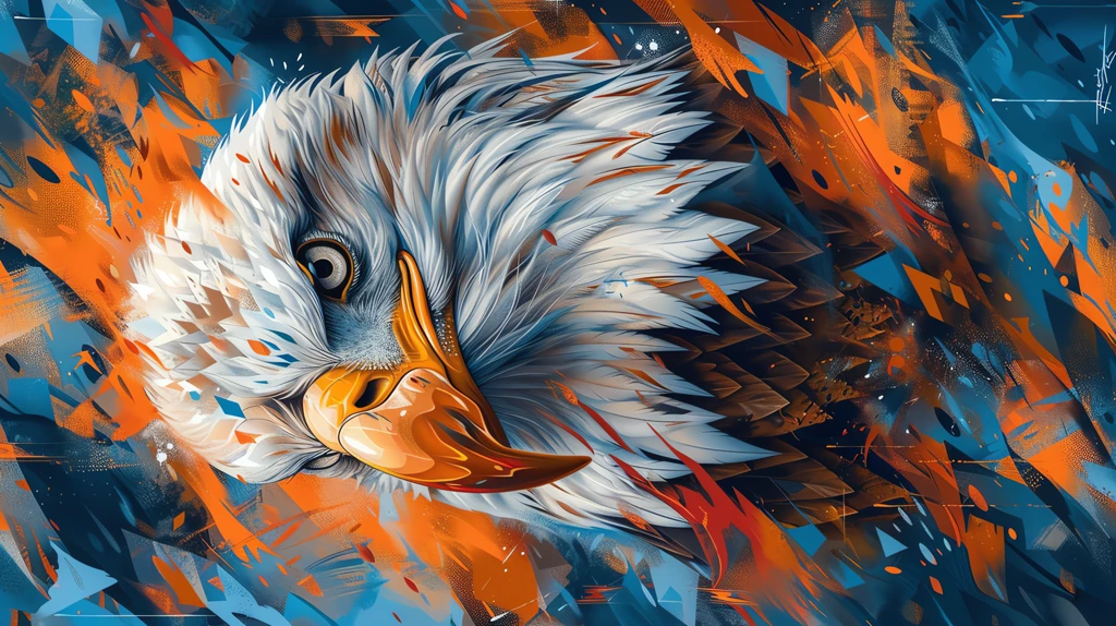 a eagle illustration with a blue and orange phone wallpaper 4k