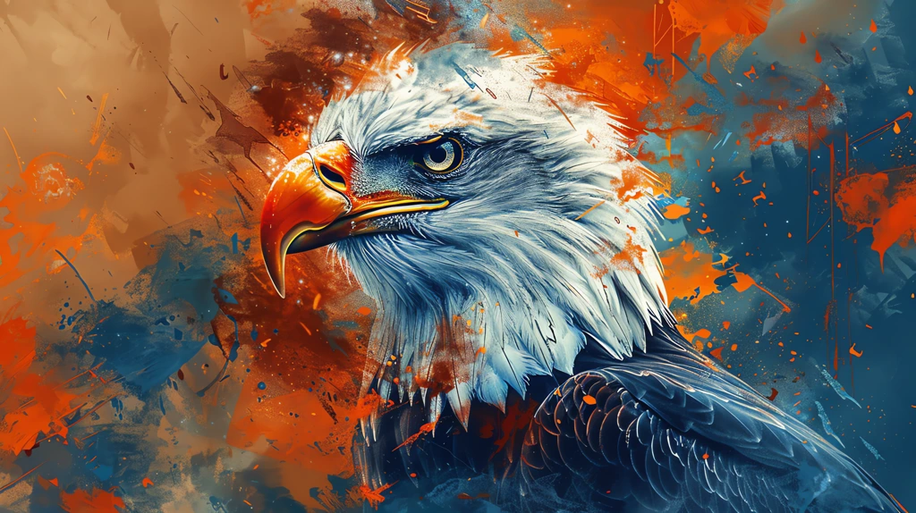 a eagle illustration with a blue in the style of realistic hyper-detailed portraits desktop wallpaper 4k
