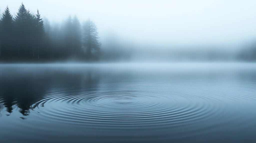 a fog-covered lake where the ripples form patterns that resemble faces fleeting desktop wallpaper 4k