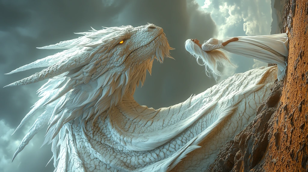 a giant white dragon at the golden version one phone wallpaper 4k