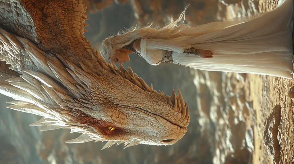 a giant white dragon at the golden version two phone wallpaper 4k