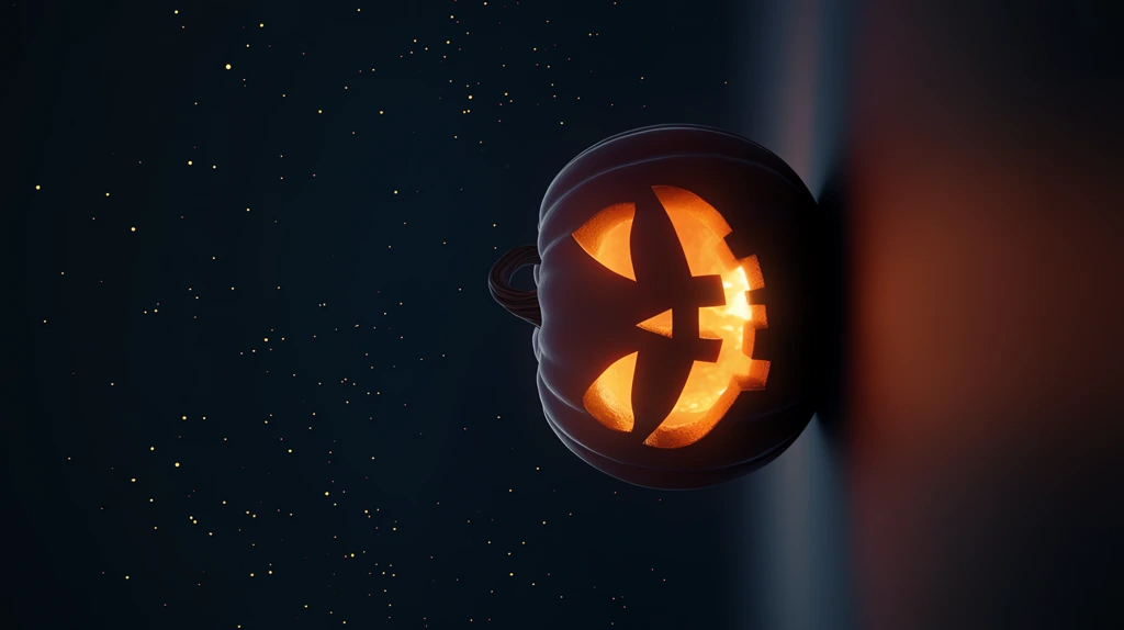 a halloween pumpkin with a glowing face against a dark phone wallpaper 4k