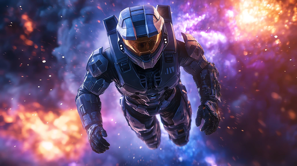 a halo spartan running toward version three desktop wallpaper 4k