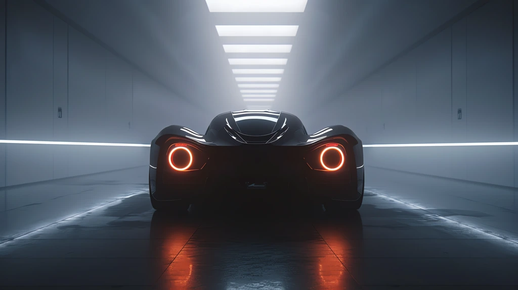 a hypercar in a dark room with light coming from above desktop wallpaper 4k