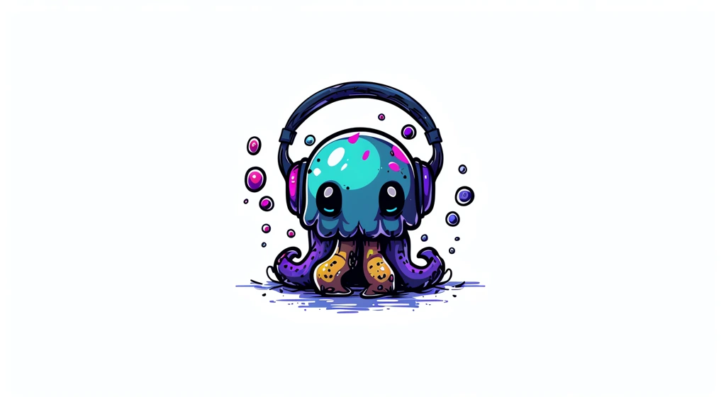 a jellyfish with a headphones comic style desktop wallpaper 4k
