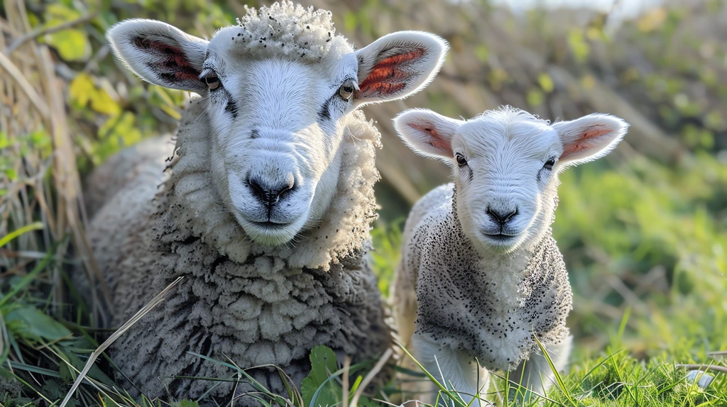 a lamb is standing next to its mother desktop wallpaper 4k