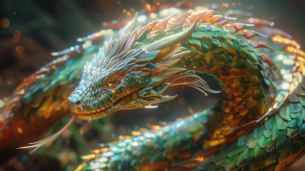 a legendary creature in the form of a serpent-dragon hybrid desktop wallpaper 4k