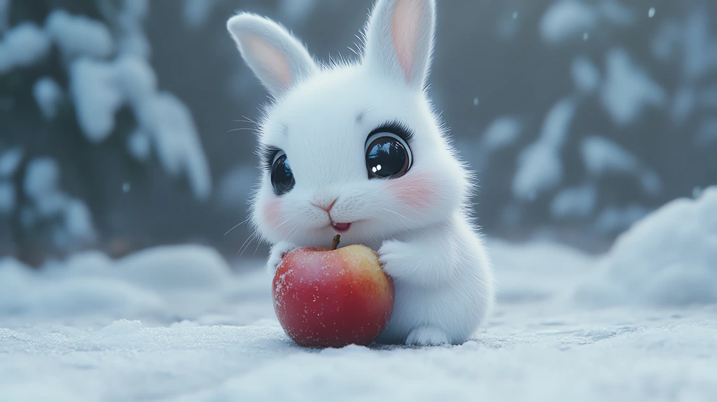 a little white rabbit with big eyes and long eyelashes desktop wallpaper 4k