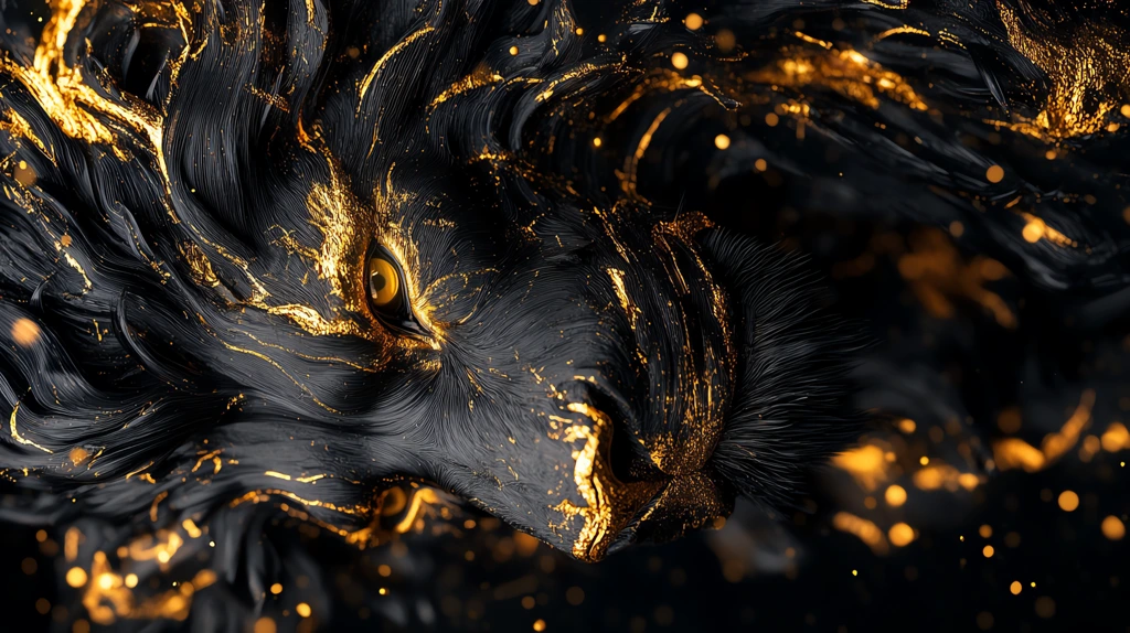 a male lion is made of black and gold phone wallpaper 4k