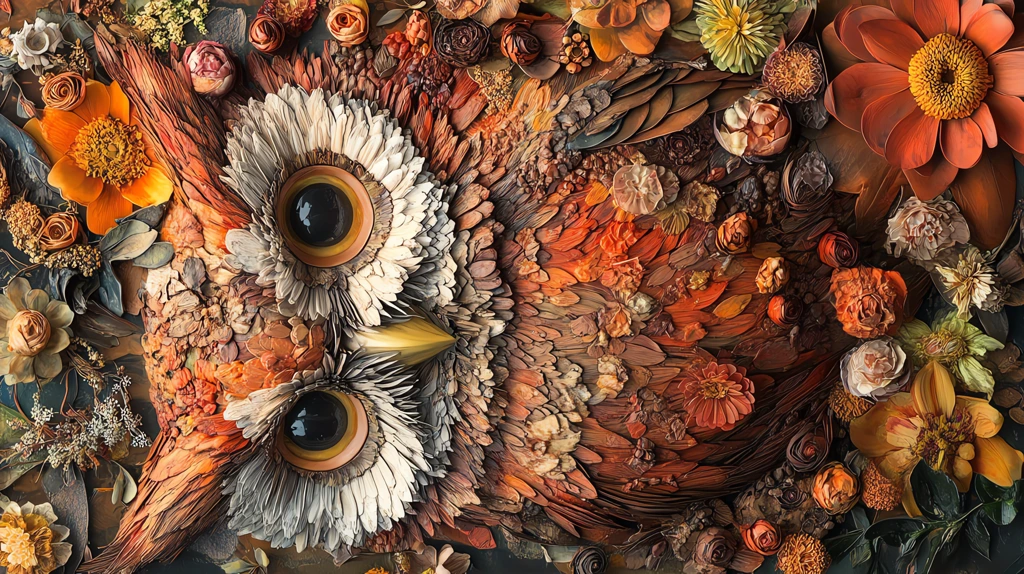 a mosaic of floral owls phone wallpaper 4k