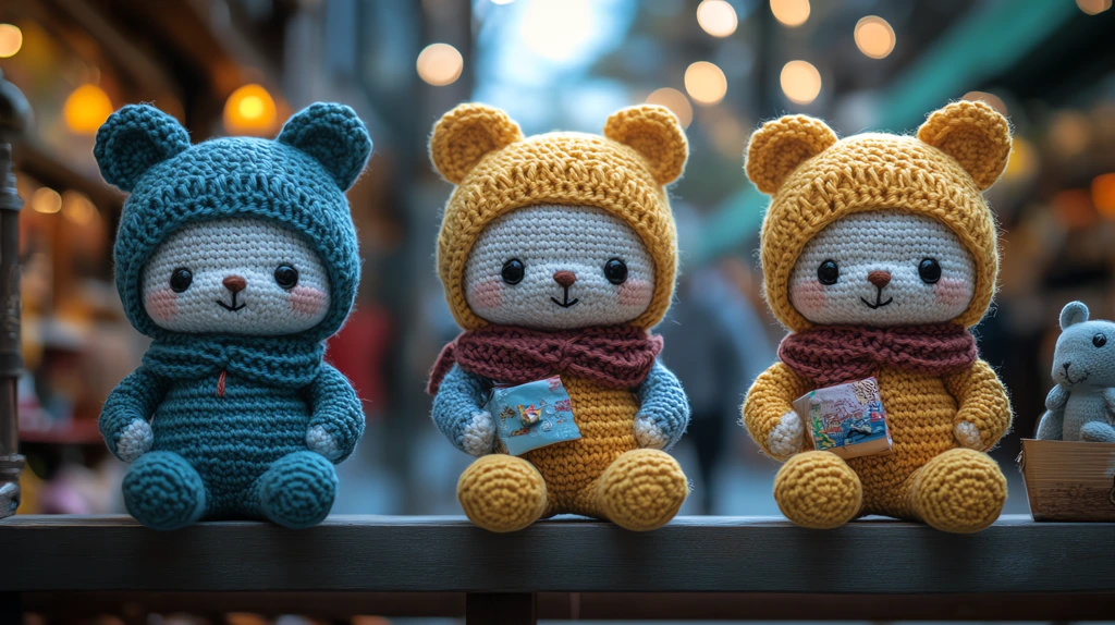 a multiple cute amigurimi crochet bear desktop wallpaper 4k