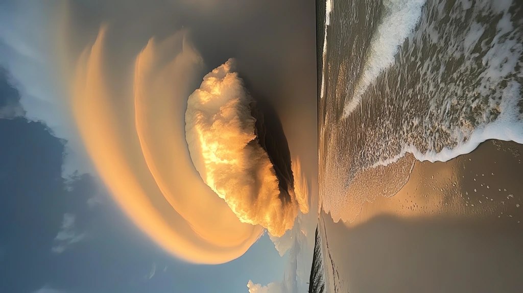 a photo of an epic cloud formation over the beach phone wallpaper 4k