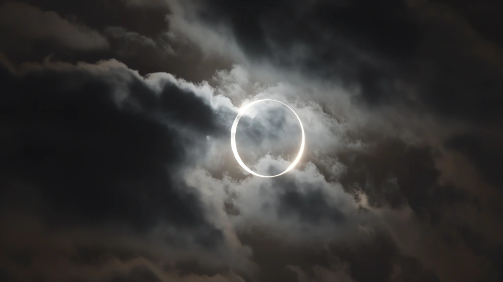 a photo of the total solar eclipse with clouds and a thin white desktop wallpaper 4k