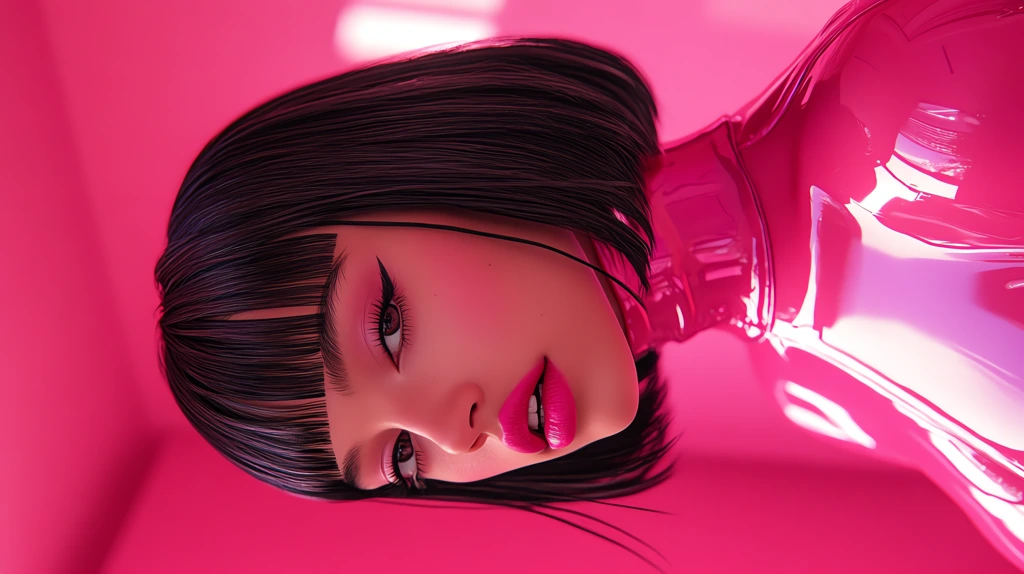 a pink girl with straight bangs phone wallpaper 4k