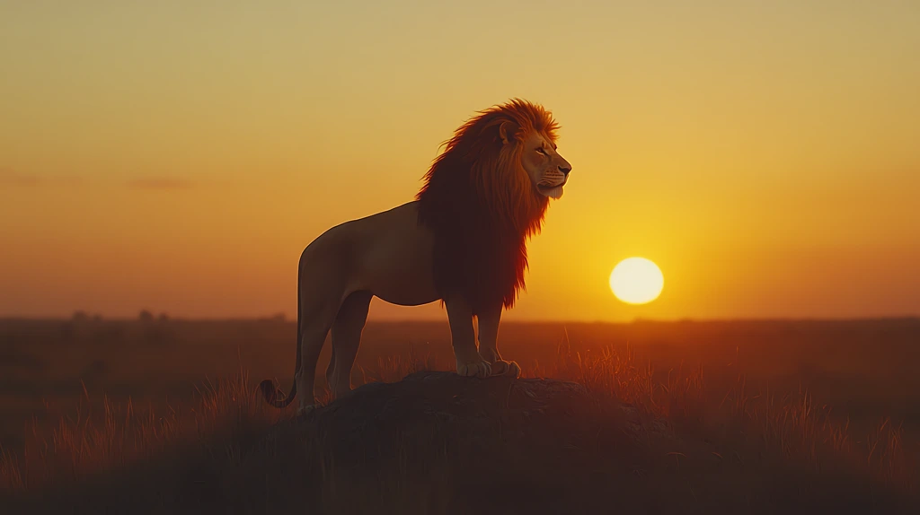 a powerful lion standing on top of a hill version three desktop wallpaper 4k