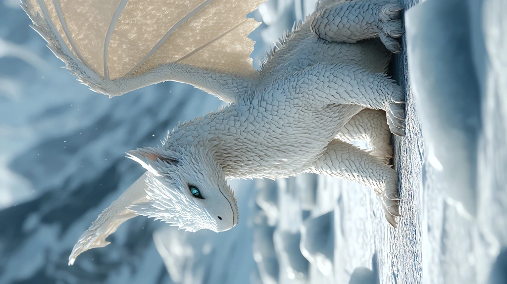 a realistic photo of a polar bear dragon with wings the background is ice phone wallpaper 4k