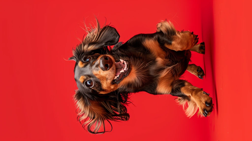 a realistic slow-motion photograph of a dachshund phone wallpaper 4k