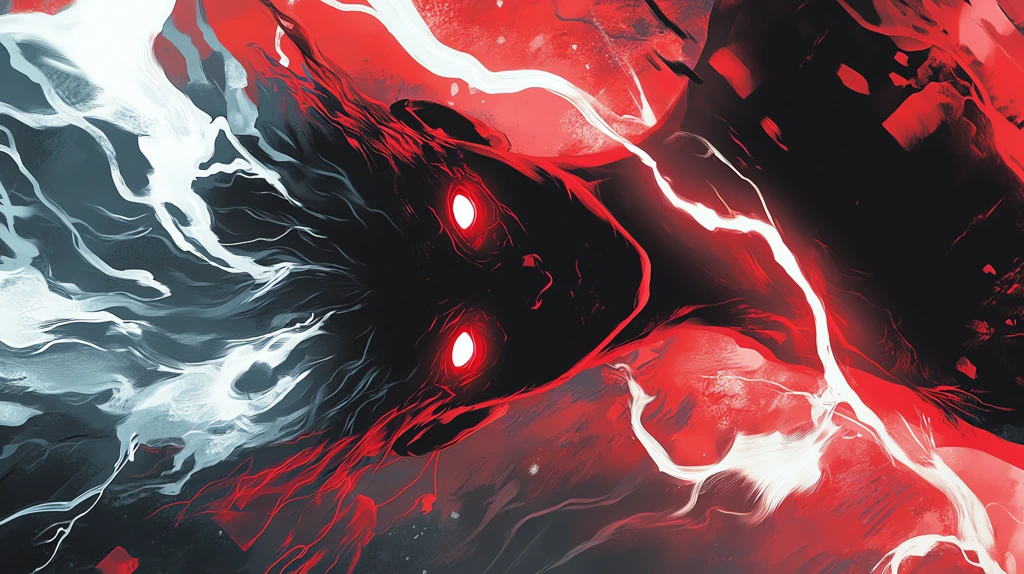 a red energy swirls around the face version four phone wallpaper 4k