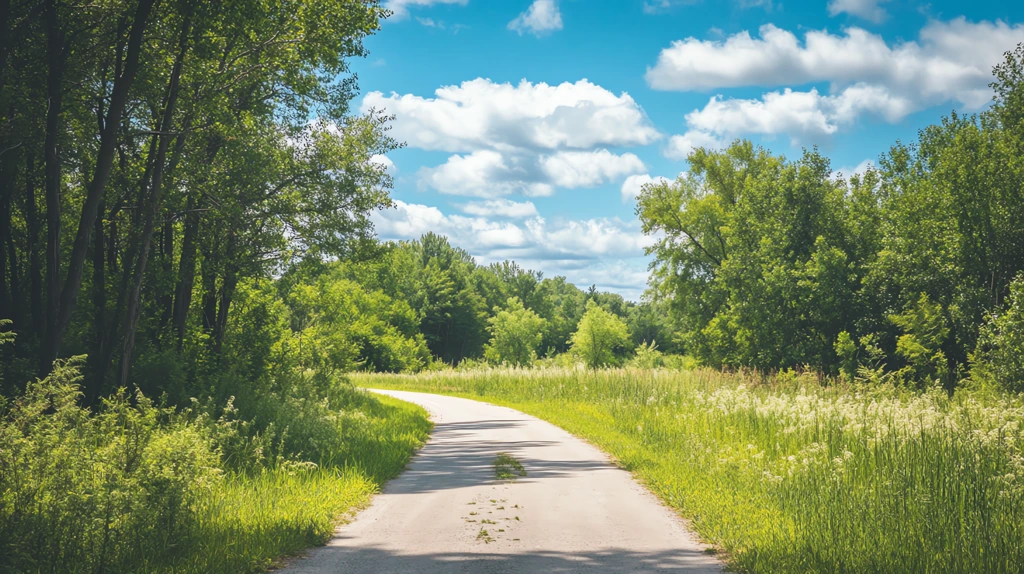 a scenic bike trail through a nature desktop wallpaper 4k