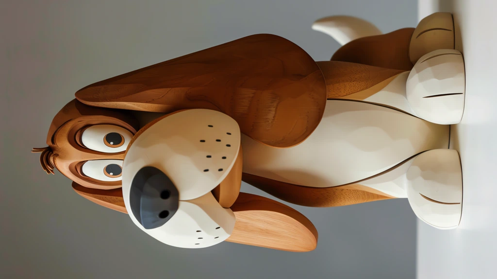 a sculpture of a beagles made of wood phone wallpaper 4k