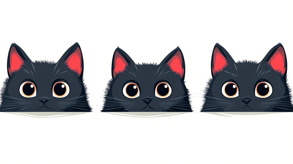 a set of cute black cats peeking from behind the edge in the style desktop wallpaper 4k