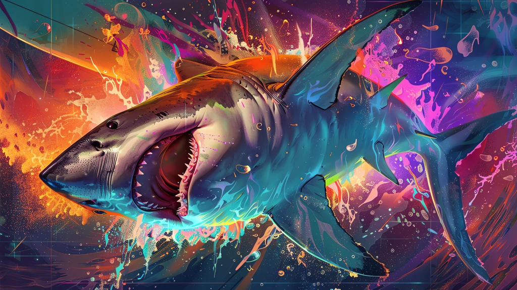 a shark with neon skin phone wallpaper 4k