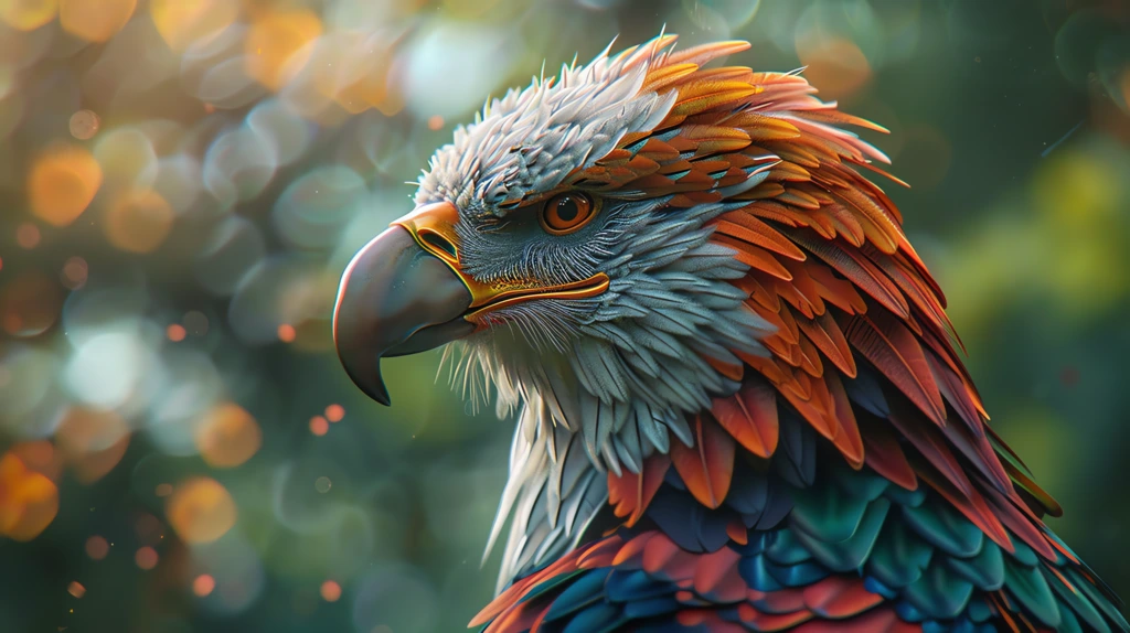a side profile portrait of an eagle in the style of aztec patterns desktop wallpaper 4k