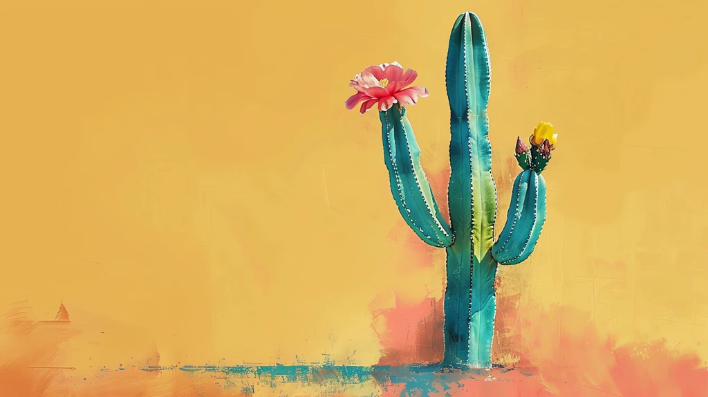 a single cactus with flowers desktop wallpaper 4k