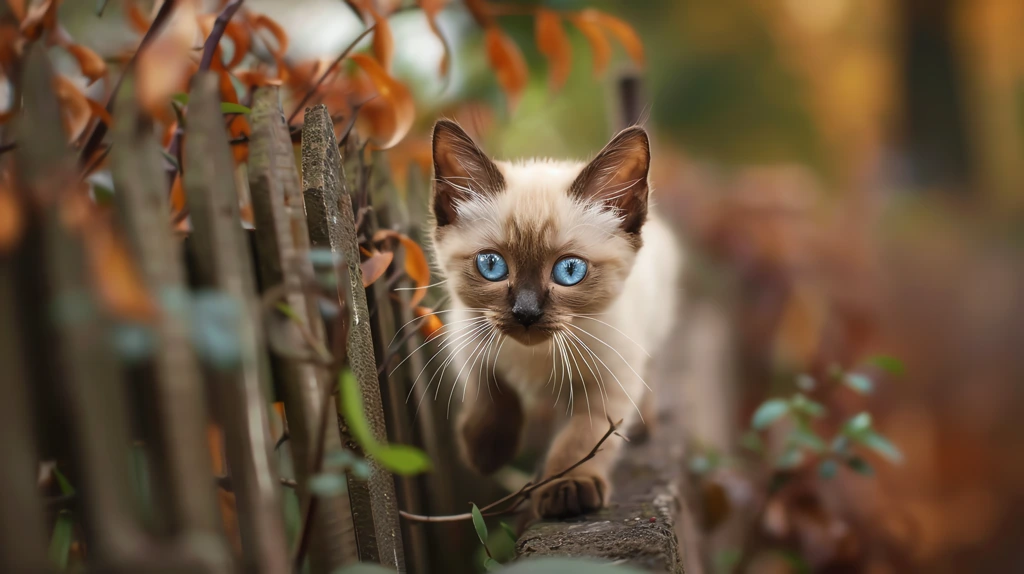 a sleek siamese kitten with striking blue eyes and elegant desktop wallpaper 4k