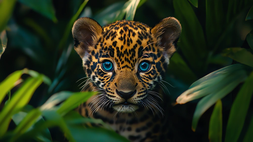 a small jaguar cub with crystal blue eyes with a hint of green desktop wallpaper 4k