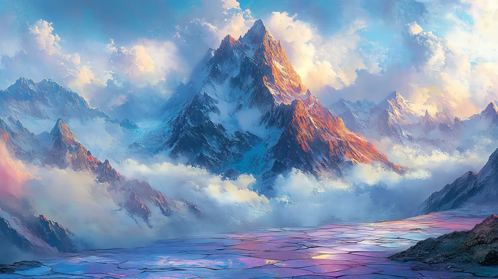 a smooth mountain peak surrounded by floating clouds the ground beneath desktop wallpaper 4k